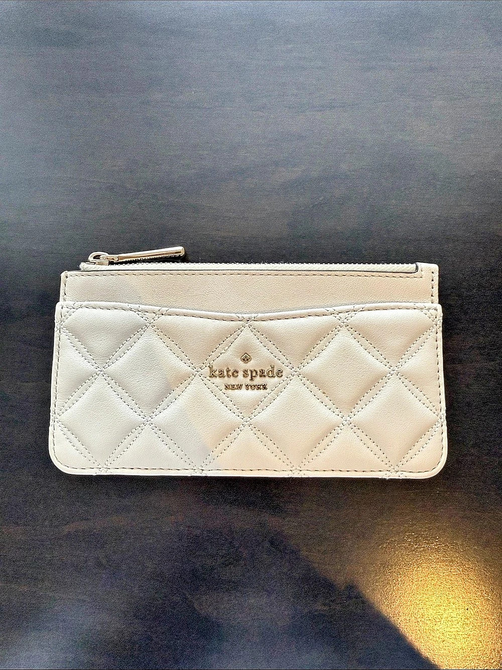 Kate Spade New York Quilted Zip Wallet in Cream